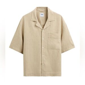 Zara Men's Casual Beige Button Down Shirt